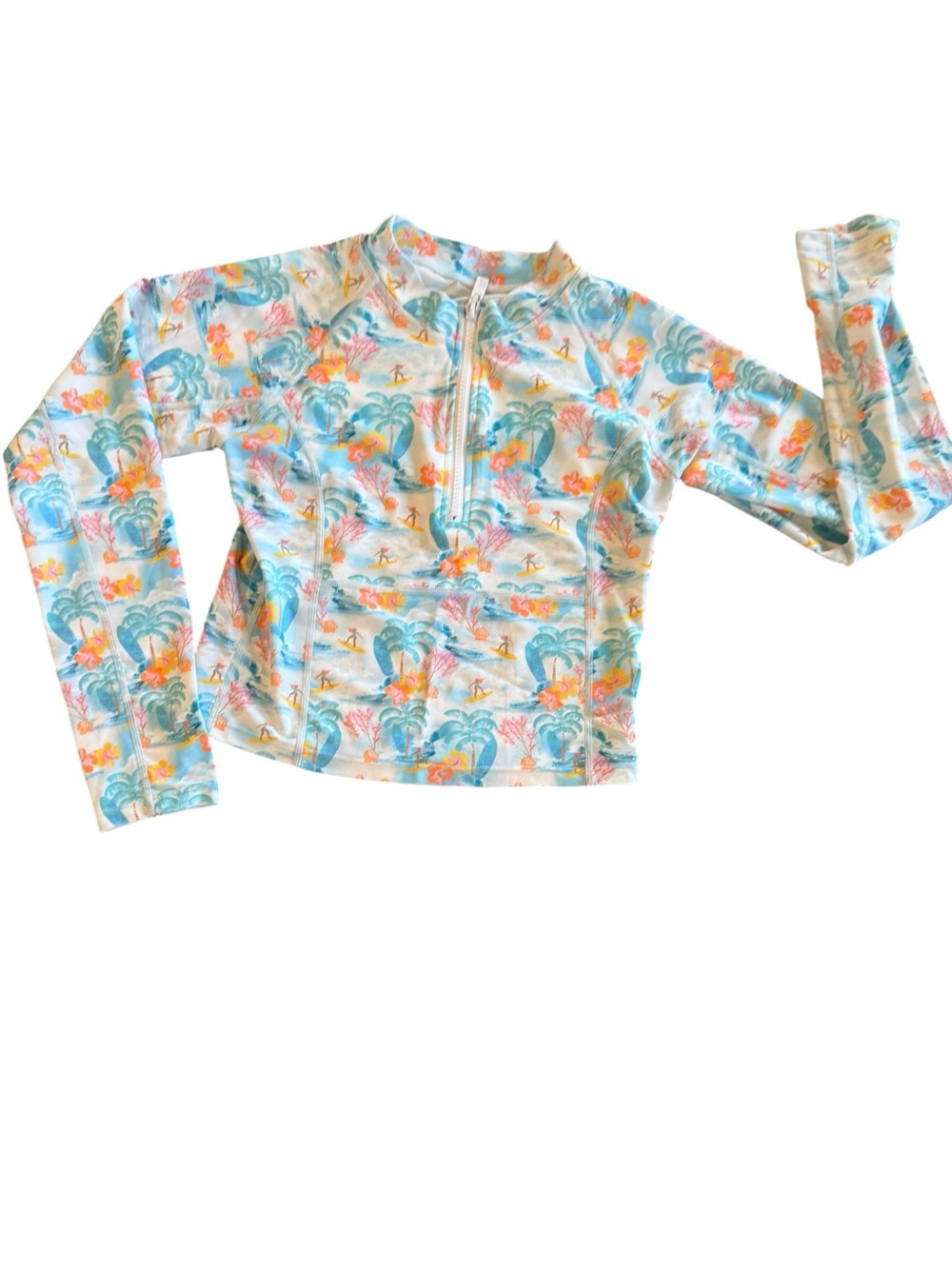 Blackbough Long Sleeve Tropical Rash Guard White Blue Coral Size Small